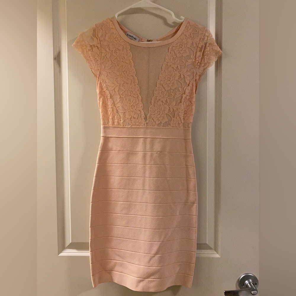 Blush pink lace dress